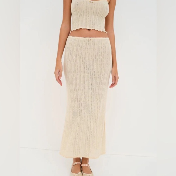 For Love & Lemons Mydna Pointelle Knit Tank Cardigan Set S - Picture 4 of 9